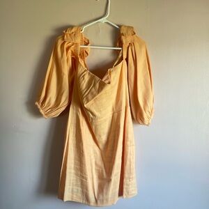 Off the shoulder square neck midi dress